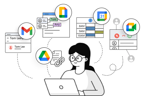 只要一套 Google Workspace 就能滿足企業信箱、視訊會議和自訂網域等需求