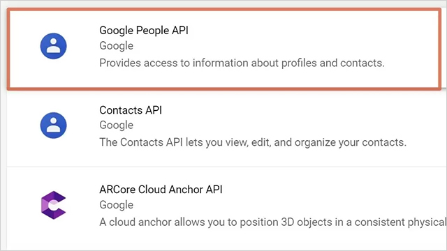 點選Google People API，進入頁面後點選「啟用」